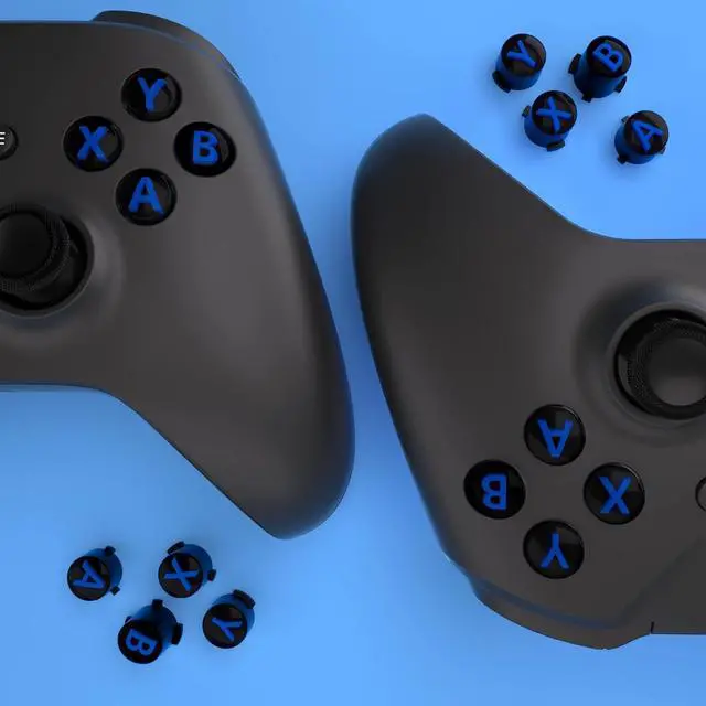 Alt view image 6 of 7 - ABXY Buttons for Xbox Series X & S Controller, Three-Tone Black & Clear with Blue Classic Symbols Action Keys Replacement Buttons for Xbox One S/X, Elite Series 2 & 1 Wireless Controller @