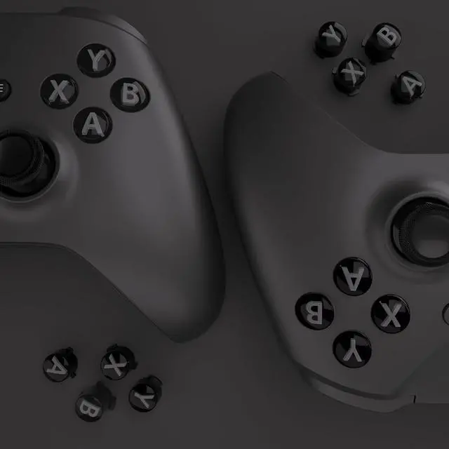 Alt view image 6 of 7 - ABXY Buttons for Xbox Series X & S Controller, Three-Tone Black & Clear with Classic Gray Classic Symbols Replacement Action Button for Xbox One S/X, Elite Series 2 & 1 Wireless Controller @