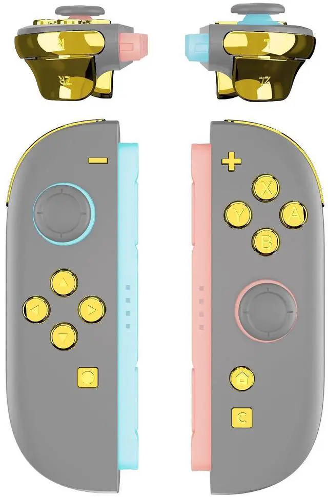 Main image of DIY Replacement Full Set Buttons for Joycon 2, Custom ABXY Direction Keys Dpad + - C Home Capture Release L R ZR ZL Trigger Buttons for Nintendo Switch 2 Controller - Chrome Gold @