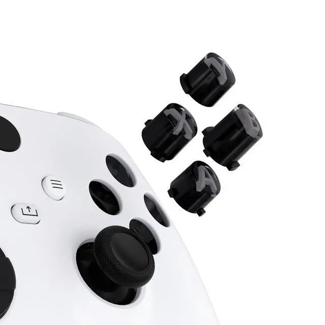 Main image of ABXY Buttons for Xbox Series X & S Controller, Three-Tone Black & Clear with Classic Gray Classic Symbols Replacement Action Button for Xbox One S/X, Elite Series 2 & 1 Wireless Controller @