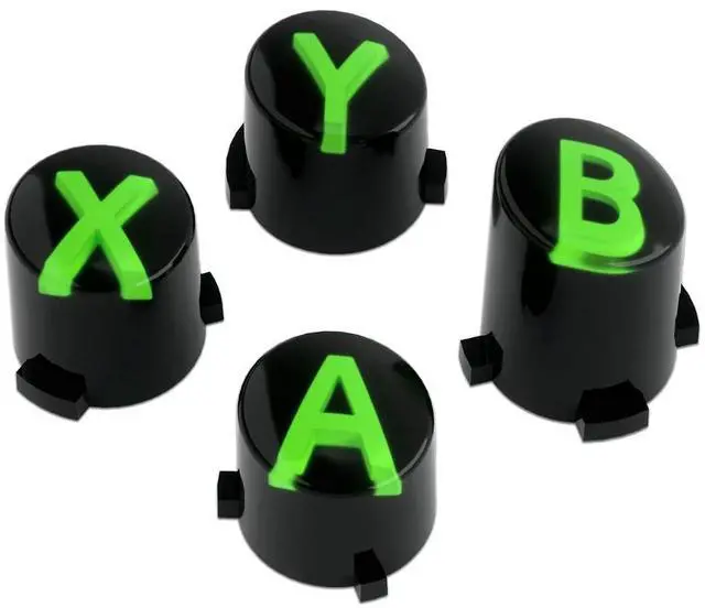 Alt view image 4 of 7 - ABXY Buttons for Xbox Series X & S Controller, Three-Tone Black & Clear with Green Classic Symbols Action Keys Replacement Buttons for Xbox One S/X, Elite Series 2 & 1 Wireless Controller @