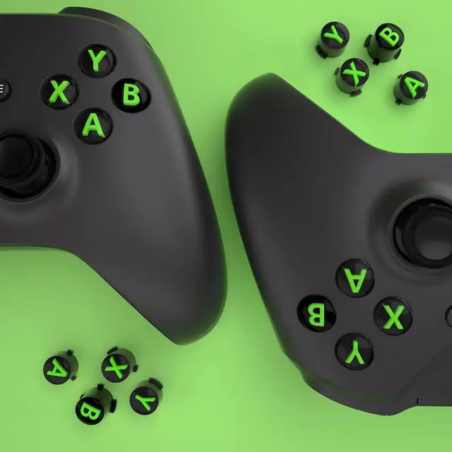 Alt view image 6 of 7 - ABXY Buttons for Xbox Series X & S Controller, Three-Tone Black & Clear with Green Classic Symbols Action Keys Replacement Buttons for Xbox One S/X, Elite Series 2 & 1 Wireless Controller @