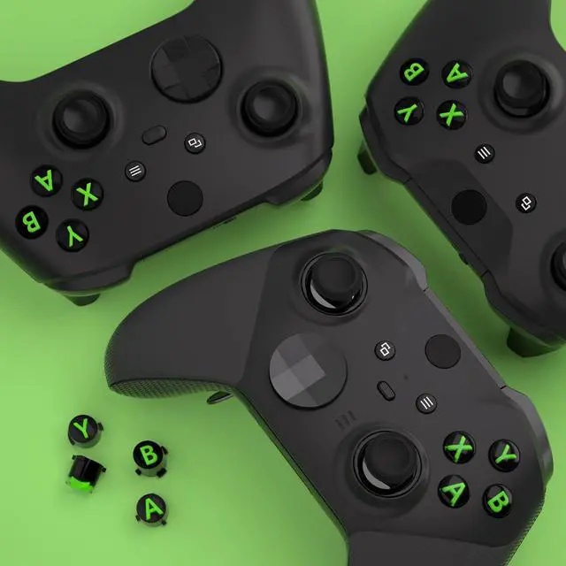 Alt view image 7 of 7 - ABXY Buttons for Xbox Series X & S Controller, Three-Tone Black & Clear with Green Classic Symbols Action Keys Replacement Buttons for Xbox One S/X, Elite Series 2 & 1 Wireless Controller @