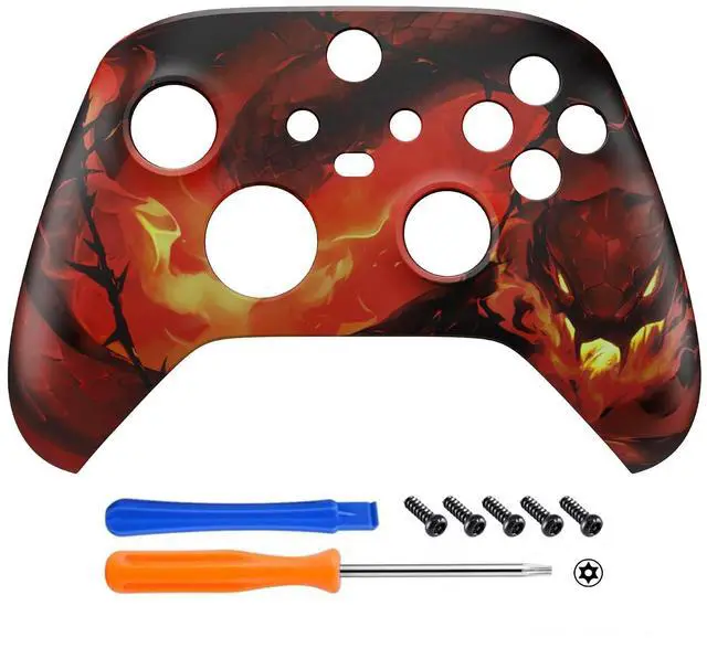 Alt view image 3 of 7 - Custom Shell for Xbox Series X & S Controller - Revitalize Your Game - Purgatory Fire Serpent Replacement Accessories Front Housing Cover for Xbox Core Controller - No Control @