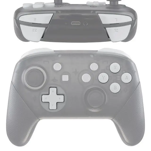 Main image of White Repair ABXY D-pad ZR ZL L R Keys for Nintendo Switch Pro Controller, DIY Replacement Full Set Buttons with Tools for Nintendo Switch Pro - Controller NOT Included @