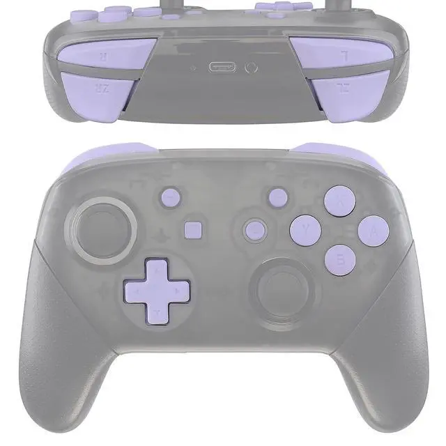 Alt view image 2 of 5 - Light Violet Repair ABXY D-pad ZR ZL L R Keys for Nintendo Switch Pro Controller, Glossy DIY Replacement Full Set Buttons with Tools for Nintendo Switch Pro - Controller NOT Included @