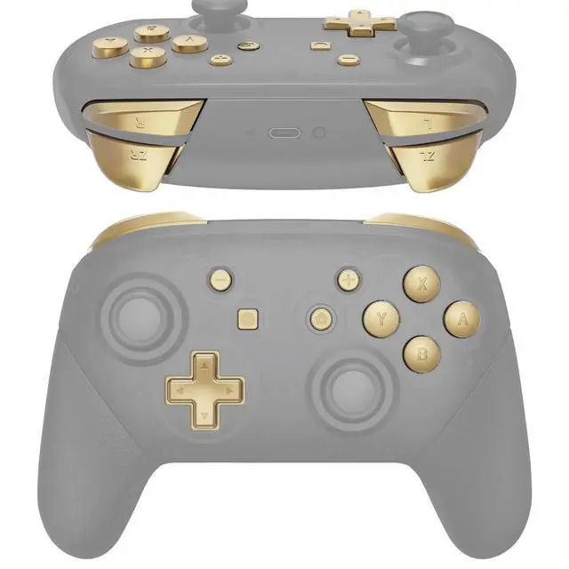 Alt view image 2 of 5 - Metallic Champagne Gold Repair ABXY D-pad ZR ZL L R Keys for Nintendo Switch Pro Controller, DIY Replacement Full Set Buttons for Nintendo Switch Pro Controller - Controller NOT Included @