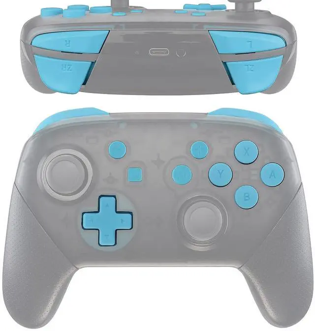 Main image of Heaven Blue Repair ABXY D-pad ZR ZL L R Keys for Nintendo Switch Pro Controller, Glossy DIY Replacement Full Set Buttons with Tools for Nintendo Switch Pro - Controller NOT Included @