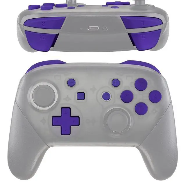 Alt view image 2 of 5 - Purple Repair ABXY D-pad ZR ZL L R Keys for Nintendo Switch Pro Controller, Glossy DIY Replacement Full Set Buttons with Tools for Nintendo Switch Pro - Controller NOT Included @