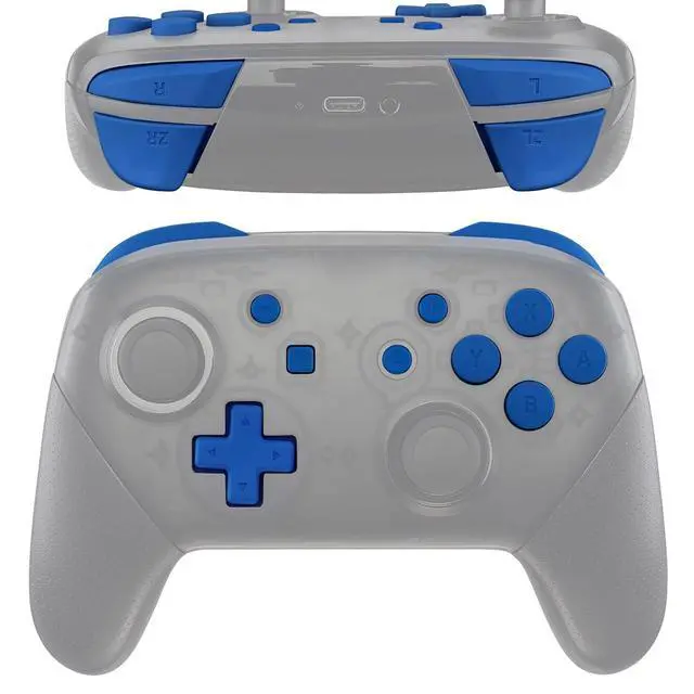 Alt view image 2 of 5 - Blue Repair ABXY D-pad ZR ZL L R Keys for Nintendo Switch Pro Controller, Glossy DIY Replacement Full Set Buttons with Tools for Nintendo Switch Pro - Controller NOT Included @