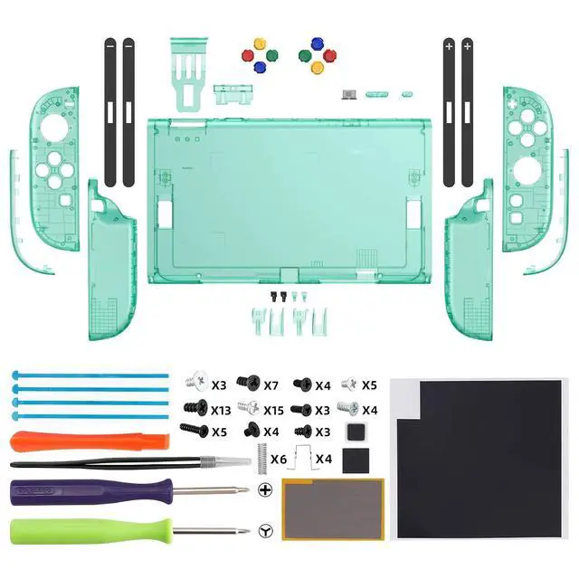 Alt view image 2 of 7 - DIY Replacement Shell Buttons for Nintendo Switch 2, Custom Console Rear Back Plate + Faceplate with Decorative Strips ABXY Direction Keys for Joycon 2 - Essence Version - Emerald Green @
