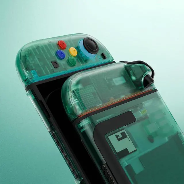 Alt view image 7 of 7 - DIY Replacement Shell Buttons for Nintendo Switch 2, Custom Console Rear Back Plate + Faceplate with Decorative Strips ABXY Direction Keys for Joycon 2 - Essence Version - Emerald Green @