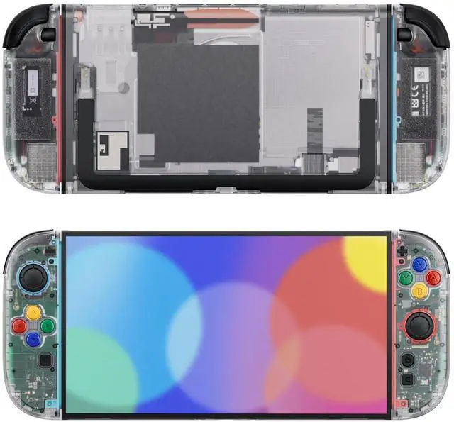 Main image of DIY Replacement Shell Buttons for Nintendo Switch 2, Custom Console Rear Back Plate + Controller Faceplate with Decorative Strips ABXY Direction Keys for Joycon 2 - Essence Version - Clear @