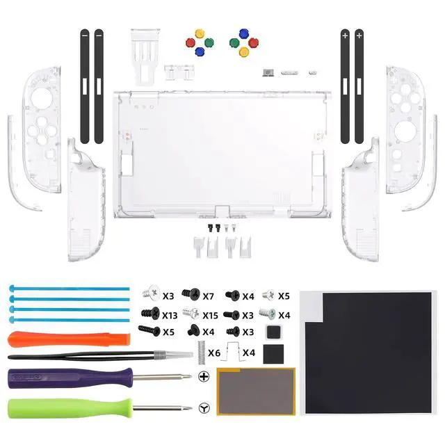 Alt view image 2 of 7 - DIY Replacement Shell Buttons for Nintendo Switch 2, Custom Console Rear Back Plate + Controller Faceplate with Decorative Strips ABXY Direction Keys for Joycon 2 - Essence Version - Clear @