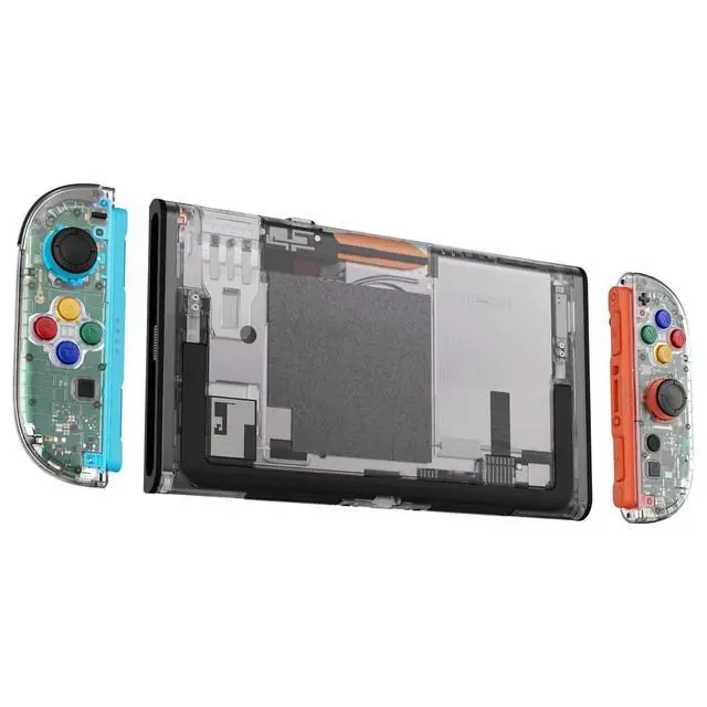 Alt view image 4 of 7 - DIY Replacement Shell Buttons for Nintendo Switch 2, Custom Console Rear Back Plate + Controller Faceplate with Decorative Strips ABXY Direction Keys for Joycon 2 - Essence Version - Clear @