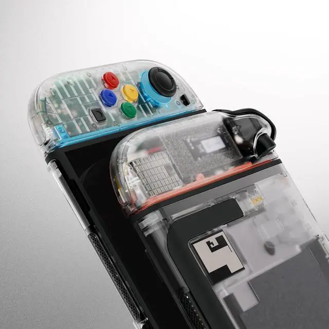 Alt view image 7 of 7 - DIY Replacement Shell Buttons for Nintendo Switch 2, Custom Console Rear Back Plate + Controller Faceplate with Decorative Strips ABXY Direction Keys for Joycon 2 - Essence Version - Clear @