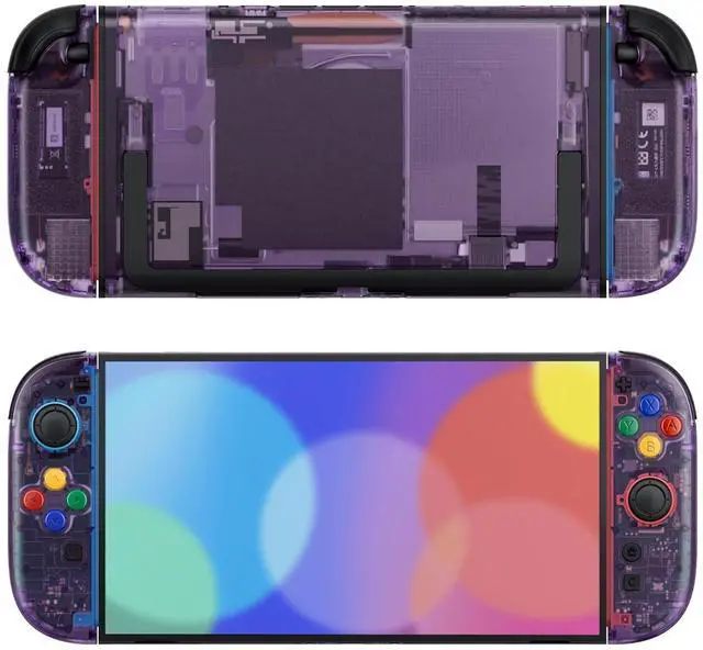 Main image of DIY Replacement Shell Buttons for Nintendo Switch 2, Custom Console Rear Back Plate + Faceplate with Decorative Strips Direction Keys for Joycon 2 - Essence Version - Clear Atomic Purple @
