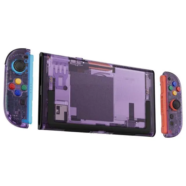 Alt view image 4 of 7 - DIY Replacement Shell Buttons for Nintendo Switch 2, Custom Console Rear Back Plate + Faceplate with Decorative Strips Direction Keys for Joycon 2 - Essence Version - Clear Atomic Purple @
