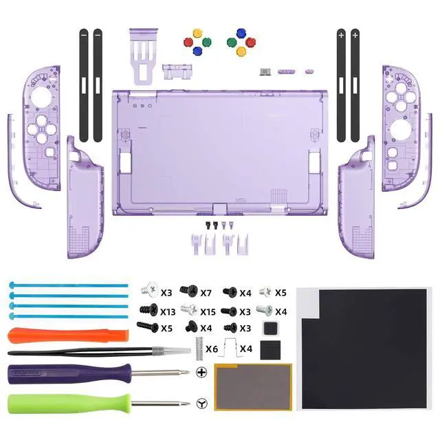 Alt view image 2 of 7 - DIY Replacement Shell Buttons for Nintendo Switch 2, Custom Console Rear Back Plate + Faceplate with Decorative Strips Direction Keys for Joycon 2 - Essence Version - Clear Atomic Purple @