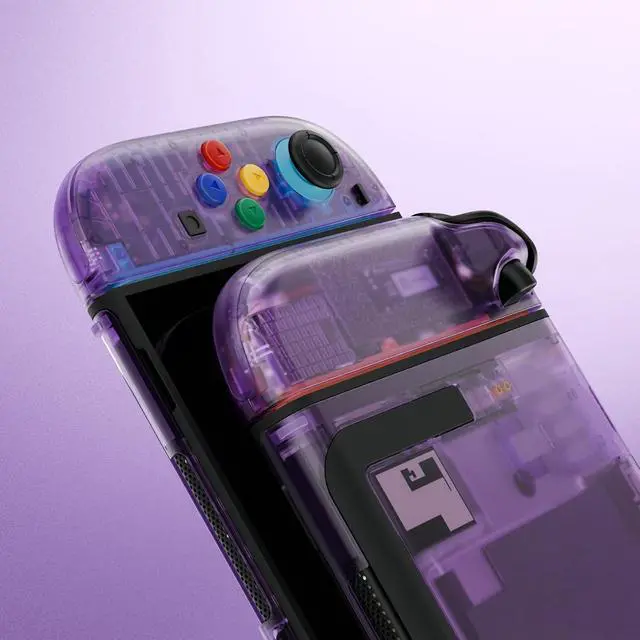 Alt view image 7 of 7 - DIY Replacement Shell Buttons for Nintendo Switch 2, Custom Console Rear Back Plate + Faceplate with Decorative Strips Direction Keys for Joycon 2 - Essence Version - Clear Atomic Purple @
