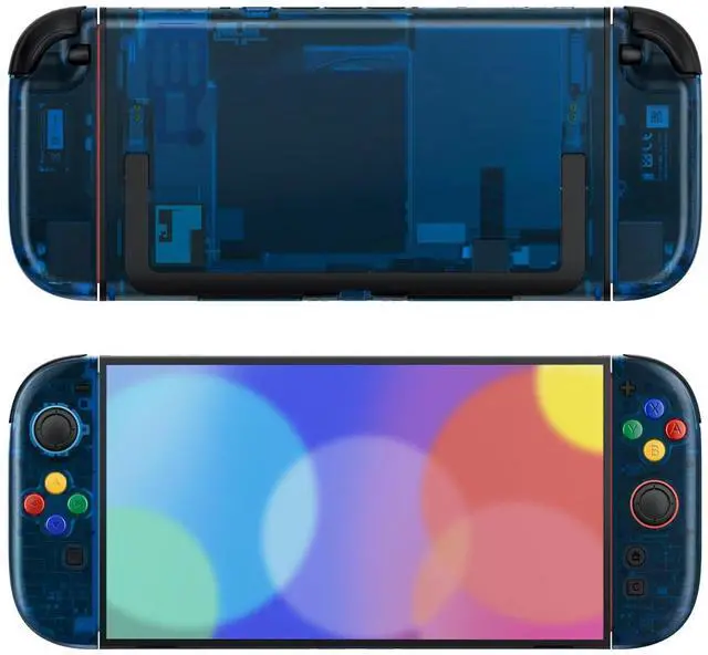Main image of DIY Replacement Shell Buttons for Nintendo Switch 2, Custom Console Rear Back Plate + Faceplate with Decorative Strips ABXY Direction Keys for Joycon 2 - Essence Version - Clear Blue @