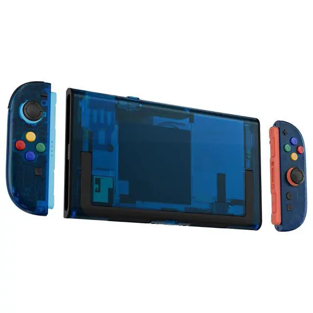 Alt view image 4 of 7 - DIY Replacement Shell Buttons for Nintendo Switch 2, Custom Console Rear Back Plate + Faceplate with Decorative Strips ABXY Direction Keys for Joycon 2 - Essence Version - Clear Blue @