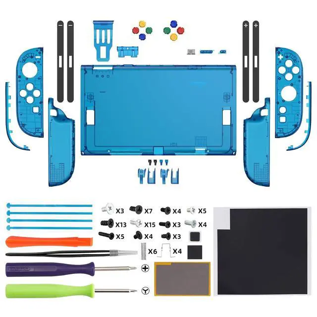Alt view image 2 of 7 - DIY Replacement Shell Buttons for Nintendo Switch 2, Custom Console Rear Back Plate + Faceplate with Decorative Strips ABXY Direction Keys for Joycon 2 - Essence Version - Clear Blue @
