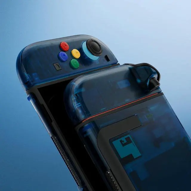 Alt view image 7 of 7 - DIY Replacement Shell Buttons for Nintendo Switch 2, Custom Console Rear Back Plate + Faceplate with Decorative Strips ABXY Direction Keys for Joycon 2 - Essence Version - Clear Blue @