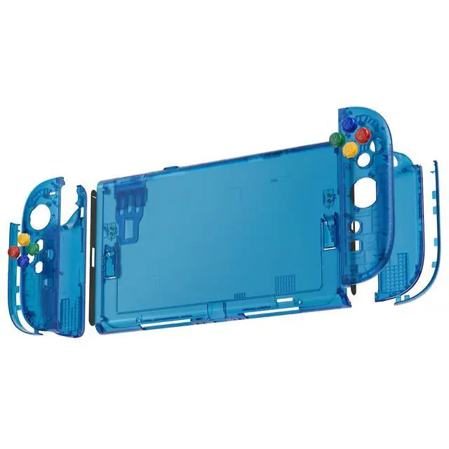 Alt view image 5 of 7 - DIY Replacement Shell Buttons for Nintendo Switch 2, Custom Console Rear Back Plate + Faceplate with Decorative Strips ABXY Direction Keys for Joycon 2 - Essence Version - Clear Blue @