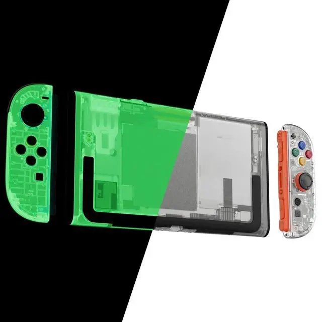 Alt view image 4 of 7 - DIY Replacement Shell Buttons for Nintendo Switch 2, Custom Console Rear Back Plate + Faceplate with Decorative Strips Direction Keys for Joycon 2 - Essence Version - Glow in Dark - Green @