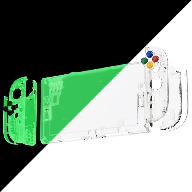 Alt view image 5 of 7 - DIY Replacement Shell Buttons for Nintendo Switch 2, Custom Console Rear Back Plate + Faceplate with Decorative Strips Direction Keys for Joycon 2 - Essence Version - Glow in Dark - Green @