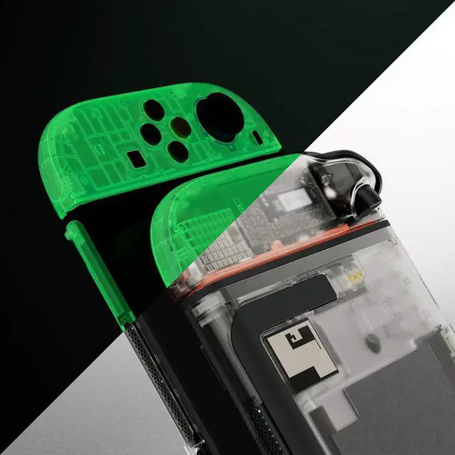 Alt view image 7 of 7 - DIY Replacement Shell Buttons for Nintendo Switch 2, Custom Console Rear Back Plate + Faceplate with Decorative Strips Direction Keys for Joycon 2 - Essence Version - Glow in Dark - Green @