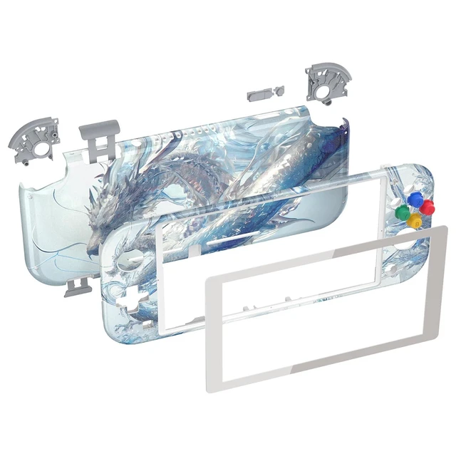 Alt view image 2 of 7 - DIY Replacement Shell for Nintendo Switch Lite, Crystal Dragon NSL Handheld Controller Housing w/Screen Protector, Custom Case Cover for Nintendo Switch Lite - Without Console @