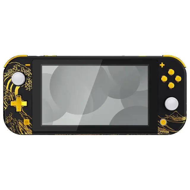 Alt view image 3 of 7 - DIY Replacement Shell for Nintendo Switch Lite, The Great Golden Wave Off Kanagawa - Black NSL Handheld Controller Housing w/Screen Protector, Custom Case Cover for Nintendo Switch Lite @