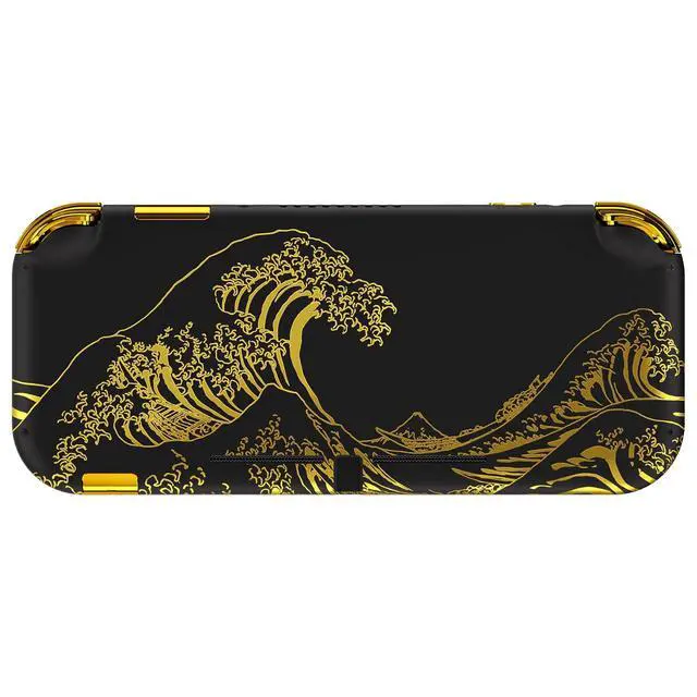 Alt view image 4 of 7 - DIY Replacement Shell for Nintendo Switch Lite, The Great Golden Wave Off Kanagawa - Black NSL Handheld Controller Housing w/Screen Protector, Custom Case Cover for Nintendo Switch Lite @