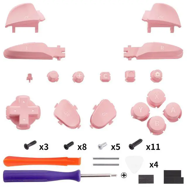 Alt view image 2 of 7 - DIY Replacement Full Set Buttons for Nintendo Switch 2 Pro Controller, Puffy Pink Custom ABXY Dpad + - Home Capture Power L R ZR ZL Triggers Sync GL GR Buttons for Switch 2 Pro Controller @