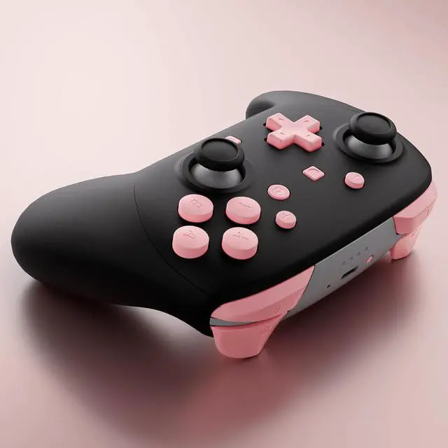 Alt view image 6 of 7 - DIY Replacement Full Set Buttons for Nintendo Switch 2 Pro Controller, Puffy Pink Custom ABXY Dpad + - Home Capture Power L R ZR ZL Triggers Sync GL GR Buttons for Switch 2 Pro Controller @