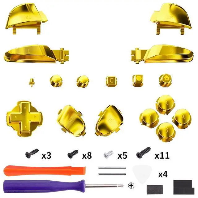 Alt view image 2 of 7 - DIY Replacement Full Set Buttons for Nintendo Switch 2 Pro Controller, Chrome Gold Custom ABXY Dpad + - Home Capture Power L R ZR ZL Triggers Sync GL GR Buttons for Switch 2 Pro Controller @
