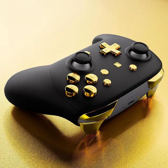 Alt view image 6 of 7 - DIY Replacement Full Set Buttons for Nintendo Switch 2 Pro Controller, Chrome Gold Custom ABXY Dpad + - Home Capture Power L R ZR ZL Triggers Sync GL GR Buttons for Switch 2 Pro Controller @