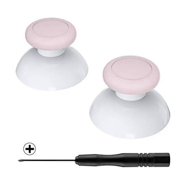 Main image of Cherry Blossoms Pink & White Dual-Color Replacement 3D Joystick Thumbsticks, Analog Thumb Sticks with Cross Screwdriver for Nintendo Switch Pro Controller @