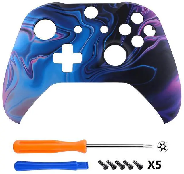 Alt view image 3 of 7 - Origin of Chaos Patterned Front Housing Shell Case, Soft Touch Faceplate Cover Replacement Kit for Xbox One S & One X Controller (Model 1708) - Controller NOT Included @