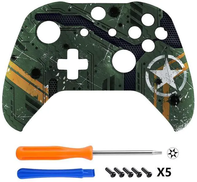 Alt view image 3 of 7 - Army Mecha Patterned Front Housing Shell Case for Xbox One S/X Controller, Soft Touch Faceplate Cover Replacement Kit for Xbox One S/X (Model 1708) - Controller NOT Included @