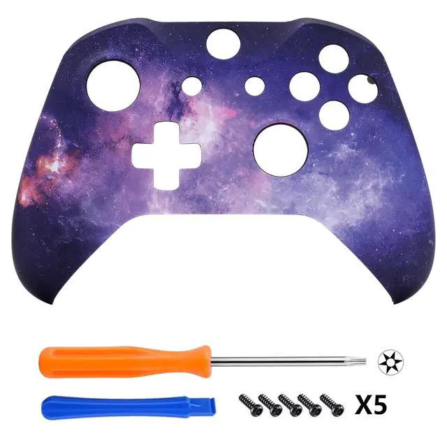 Alt view image 3 of 7 - Nebula Galaxy Pattened Soft Touch Front Housing Shell Faceplate Cover for Xbox One S & Xbox One X Controller Model 1708 - Controller NOT Included @