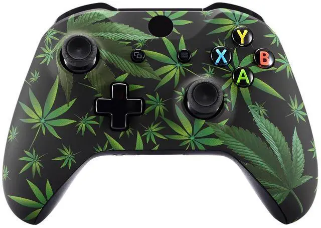 Main image of Green Weeds Faceplate Cover, Soft Touch Front Housing Shell Case, Comfortable Soft Grip Replacement Kit for Xbox One S & Xbox One X Controller Model 1708 - Controller NOT Included @