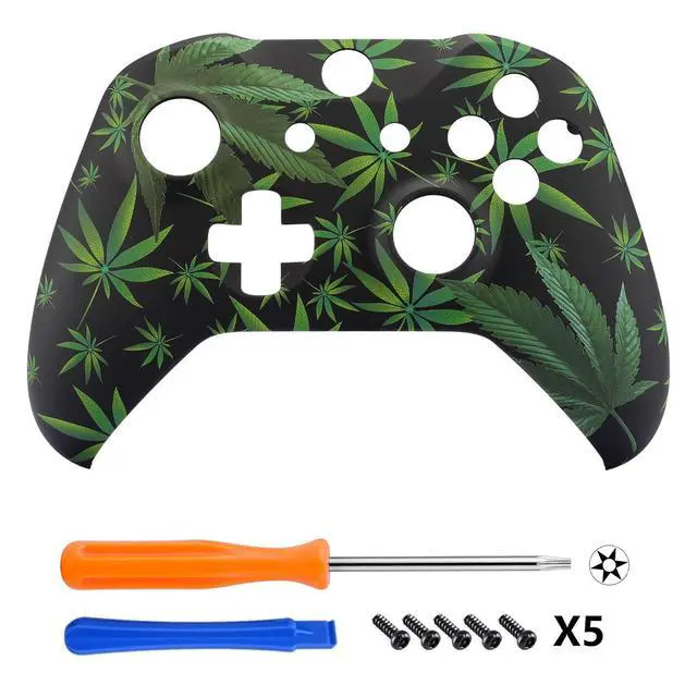 Alt view image 3 of 7 - Green Weeds Faceplate Cover, Soft Touch Front Housing Shell Case, Comfortable Soft Grip Replacement Kit for Xbox One S & Xbox One X Controller Model 1708 - Controller NOT Included @