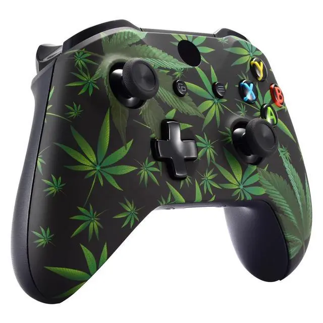 Alt view image 4 of 7 - Green Weeds Faceplate Cover, Soft Touch Front Housing Shell Case, Comfortable Soft Grip Replacement Kit for Xbox One S & Xbox One X Controller Model 1708 - Controller NOT Included @