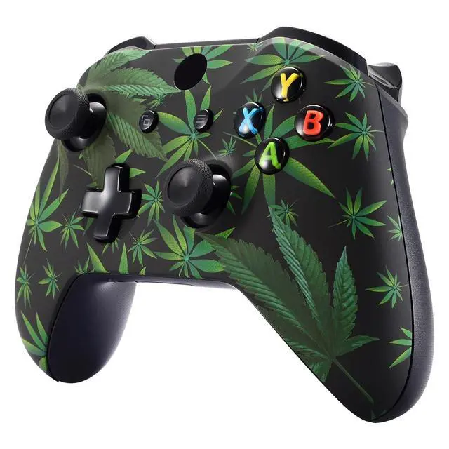 Alt view image 5 of 7 - Green Weeds Faceplate Cover, Soft Touch Front Housing Shell Case, Comfortable Soft Grip Replacement Kit for Xbox One S & Xbox One X Controller Model 1708 - Controller NOT Included @