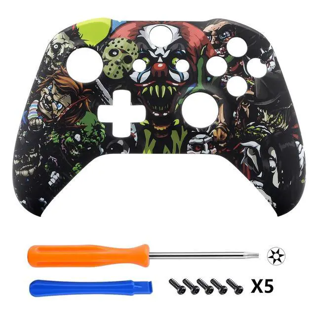 Alt view image 3 of 7 - Scary Party Patterned Front Housing Shell Faceplate for Xbox One S & Xbox One X Controller Model 1708 - Controller NOT Included @