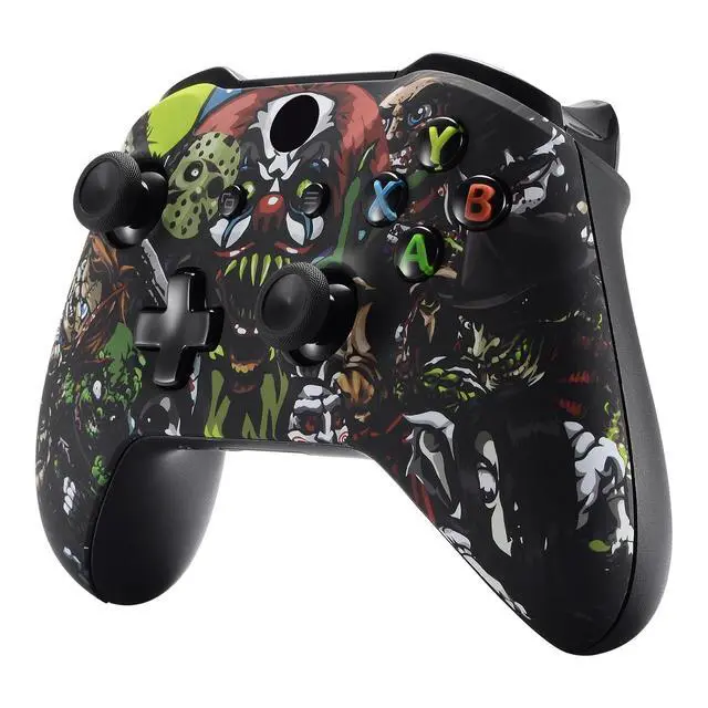 Alt view image 5 of 7 - Scary Party Patterned Front Housing Shell Faceplate for Xbox One S & Xbox One X Controller Model 1708 - Controller NOT Included @