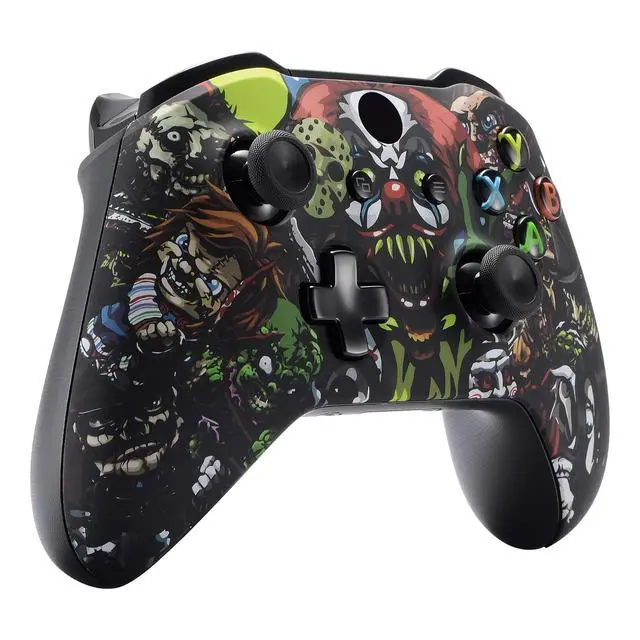 Alt view image 4 of 7 - Scary Party Patterned Front Housing Shell Faceplate for Xbox One S & Xbox One X Controller Model 1708 - Controller NOT Included @